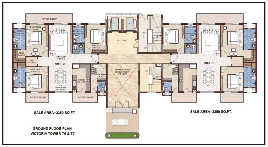 Omaxe The Royal Meridian 3+1 bhk floor plan layout