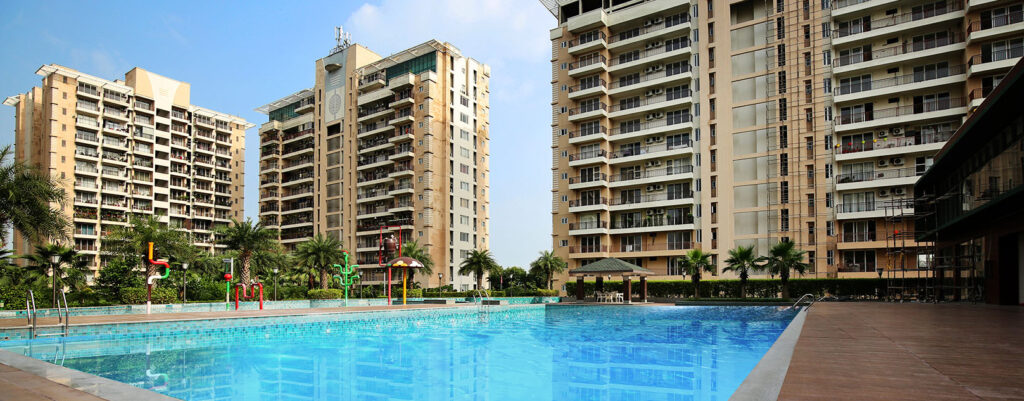 Omaxe royal residency's swimming pool with towers photo